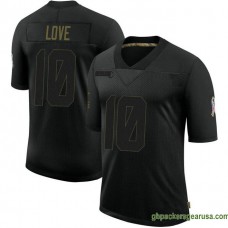 Mens Green Bay Packers Jordan Love Black Authentic 2020 Salute To Service Gbp212 Jersey GBP390